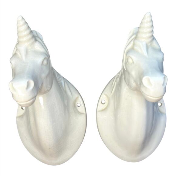 Source Unknown Other - Vintage Unicorn Head Wall Plaque Home Decor Animal Mythical white wall hanger